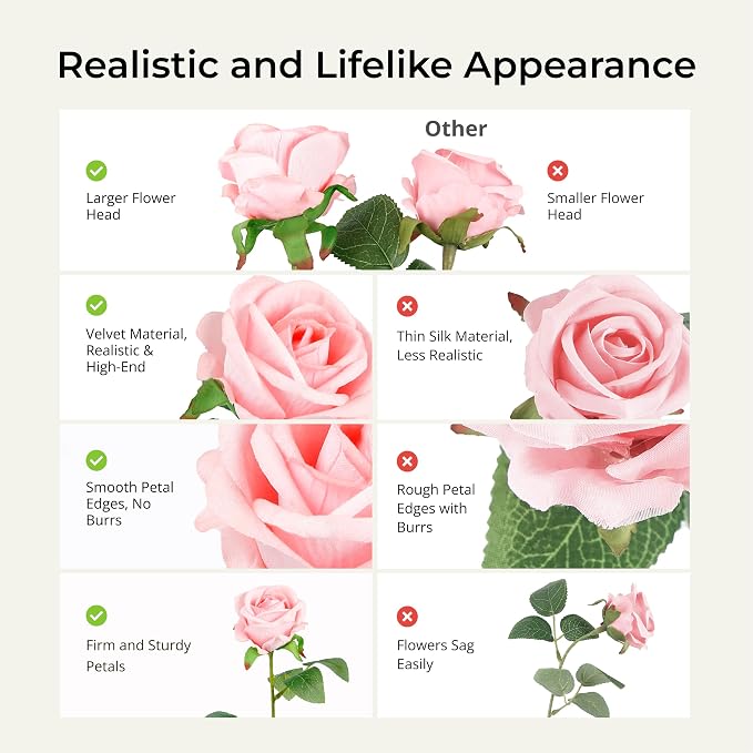 Auihiay 60PCS Artificial Roses, Mix Color Tinted Roses, Velvet Silk Roses, Realistic Artificial Flowers for Valentine's Day Gift, Wedding Ceremony Decor, Baby Shower Flower Decorations