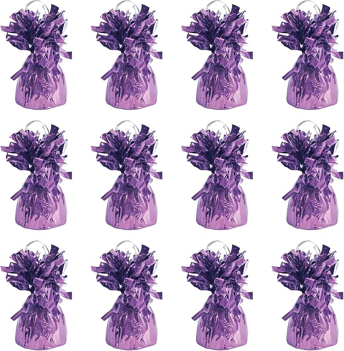 Beistle Metallic Wrapped Balloon Weight – 12 Pack, Pink Balloon Centerpiece Bouquet Holders, Party Decoration Accessories for Birthdays, Weddings, Graduations, and Retirement Celebrations, 6 Oz