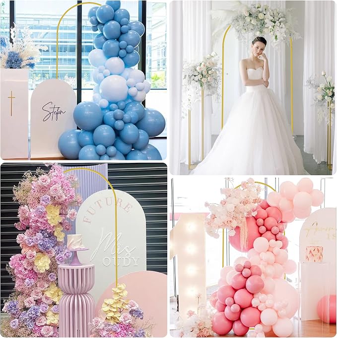 Putros Arch Backdrop Stand, 6ft, Metal Wedding Arch Stand, Gold, Arched Background Frame for Birthday Party, Baby Shower, Graduation, Photography Decoration