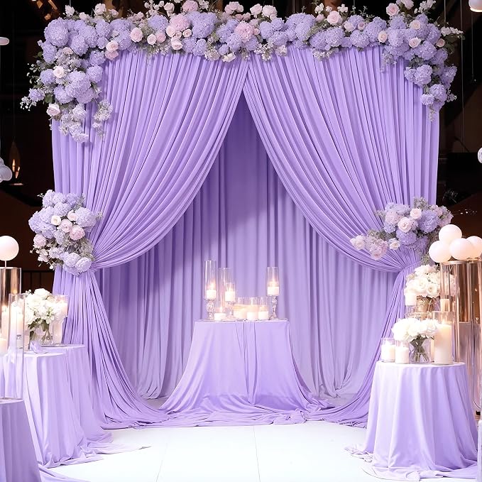 10x12 Lavender Backdrop Curtains for Wedding Party Wrinkle Free Backdrops Curtain Drapes Fabric Decorations Light Purple Photo Back Drop for Baby Shower Photography Stage Reception 5ft x 12ft,2 Panels