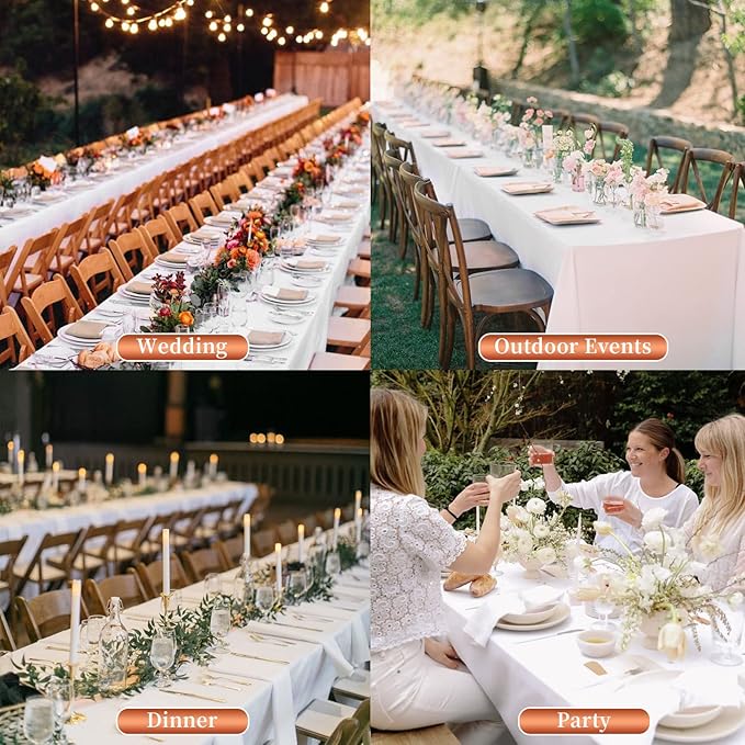 4 Pack White Tablecloth 90 x 156 Inch, Rectangle Tablecloth for 8 Foot Table, Stain and Wrinkle Resistant Washable Polyester Table Cloth Cover for Wedding Dining Table Buffet Parties and Camping