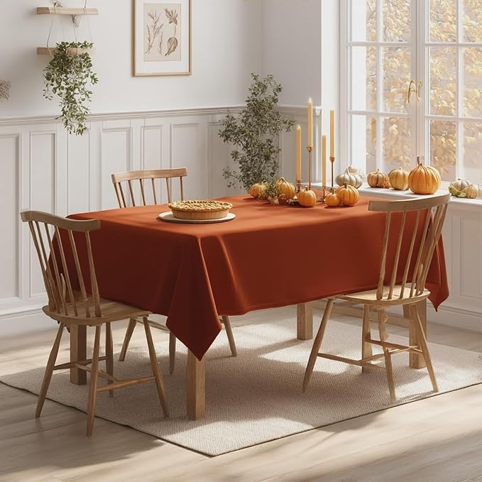 Hiasan Rust Tablecloth for Square Tables - Waterproof and Spillproof Washable Fabric Thanksgiving Autumn Harvest Fall Table Cloth for Dining Room Kitchen Party, 54 x 54 Inch