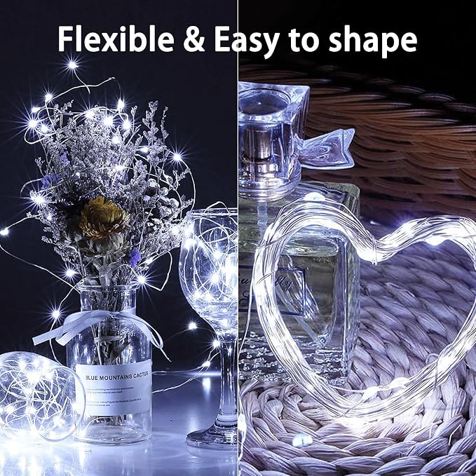 8 Pack Total 160FT 480LED Fairy Lights Battery Operated with Rmote, Waterproof Twinkle Lights with Timer Indoor Outdoor, Cuttable String Light for Bedroom, Classroom, Christmas Decor, Cool White