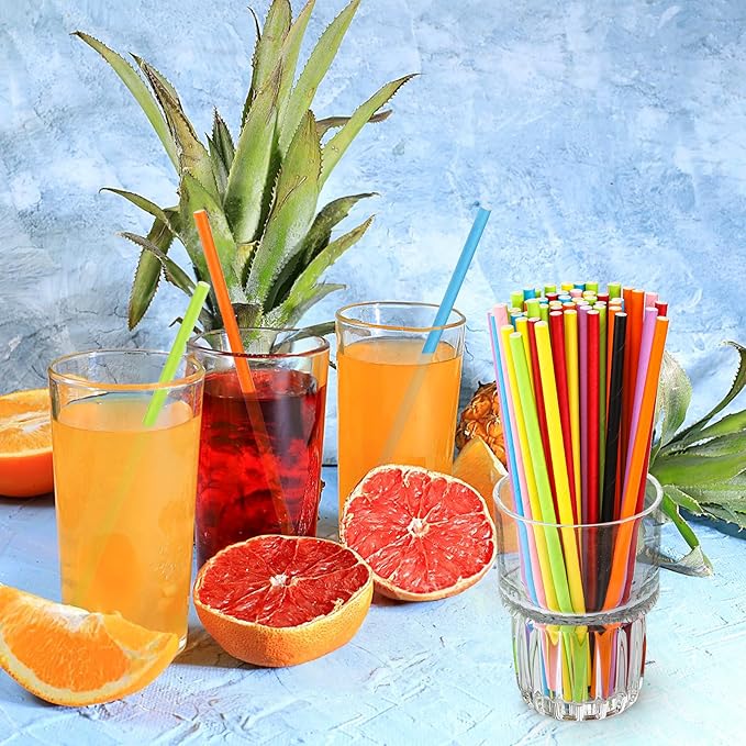 DEAYOU 800 PCS Paper Drinking Straws, Disposable Paper Straws for Mixed Drinks, Party Supplies, Restaurant, Food Service, Birthday, Wedding, Baby Shower, Christmas, Holiday, Gift, Assorted Colors