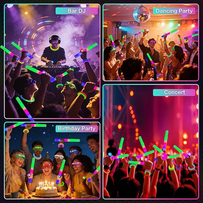 248Pcs Glow in the Dark Party Supplies, Light Up Toys Set with Glow Sticks, Glow Rings, Light Up Glasses, Glow Party Favors for Kids, Birthday Gifts, Classroom Prizes (Style1)