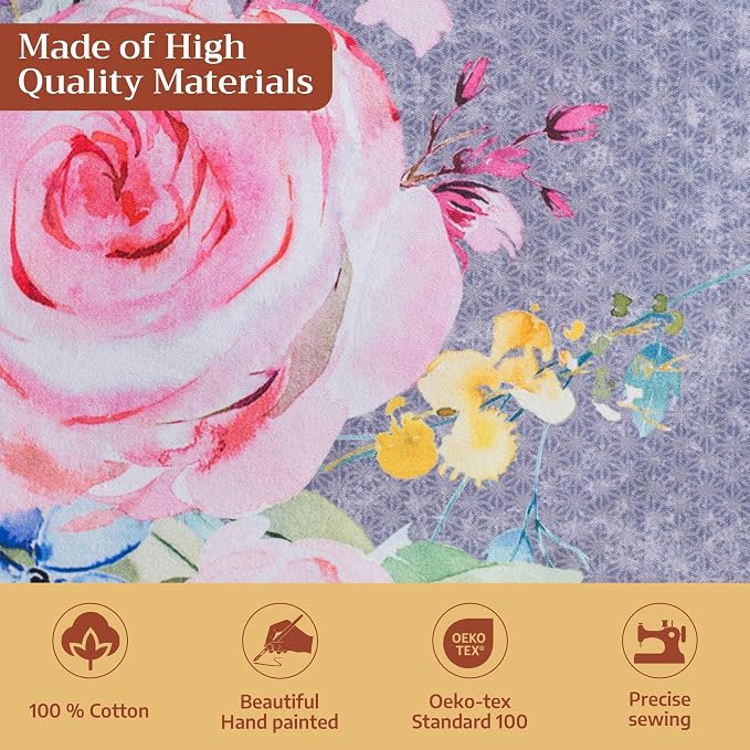 Maison d' Hermine Table Cloth Rectangle Table 100% Cotton 54 x 72 Inches Tablecloth Reusable Decorative for Dining Kitchen Room Party Home Hotel Restaurant Spring Summer - Sweet Rose Lavender - Lush