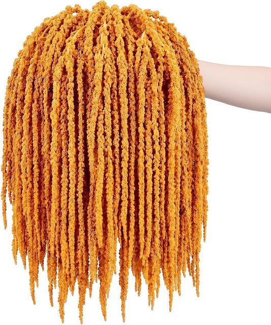 Suncalla 12 Pcs Orange Spring Natural Dried Amaranthus Hanging Flowers Amaranthus Artificial Flowers for Wedding Arch Bouquet Floral Garland Wall Home Decoration (23 Inch)