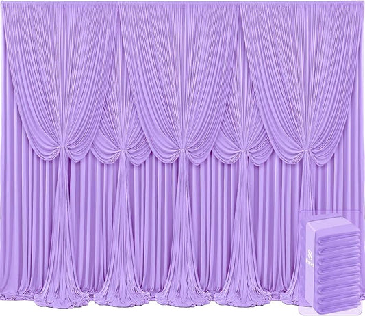 8 Panels Lavender Backdrop Curtains for Wedding Party Wrinkle Free Backdrops Curtain Drapes Fabric Decorations Photo Back Drop Cloth for Baby Shower Photography Stage Reception 40ft(W) x 12ft(H)