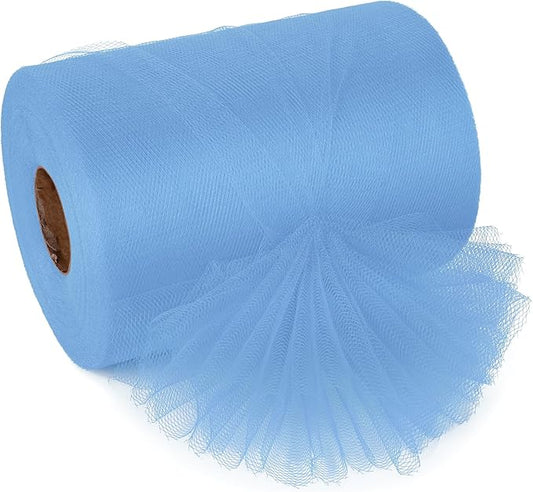 Dusty Blue Tulle Ribbon 6 Inch x 100 Yards Soft Mesh Fabric for DIY Crafts Wedding Decorations Sewing Gift Wrapping and More