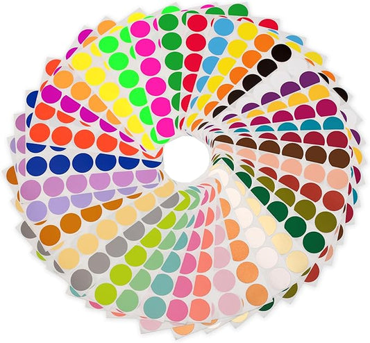 ChromaLabel 3/4 Inch Circle Sticker Labels, Easy to Write On Round Sticker Label, High Visibility Permanent Adhesive Labels - 38 Assorted Colors Sticky Dots