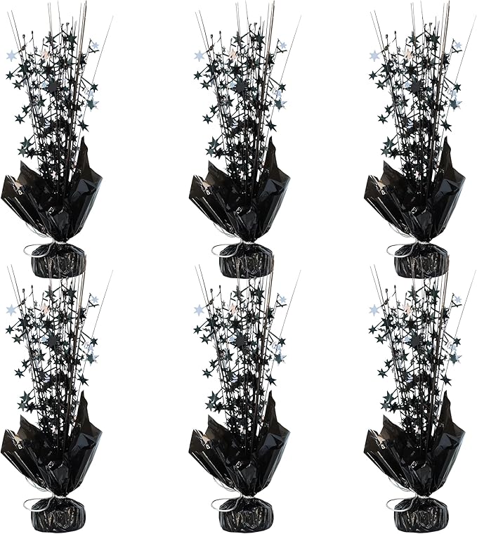 Gyufise 6 Pack Metallic Foil Spray Centerpiece Star Table Decoration Burst Table Centerpieces Table Decor for Birthday Wedding Anniversary Graduation Holiday Party Supplies Black