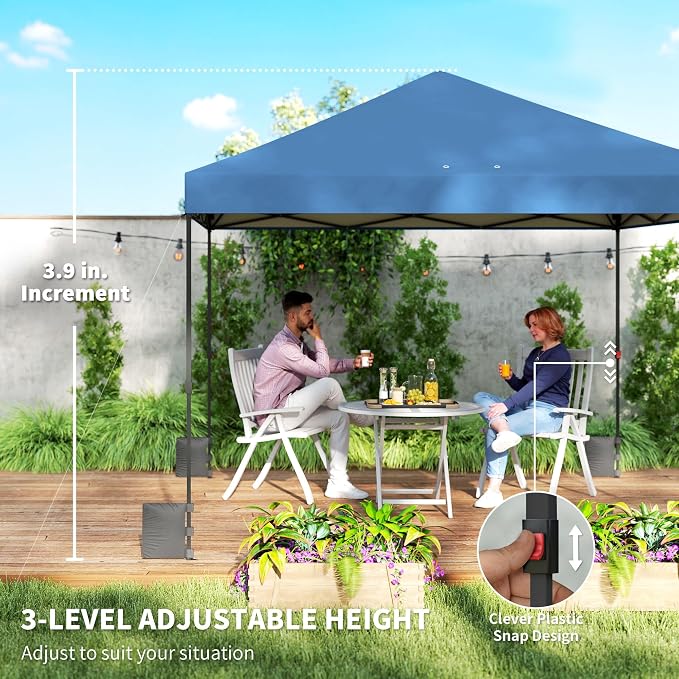 Outsunny 10 x 10 ft Pop Up Canopy Tent with One Push Setup, Easy Setup Outdoor Portable Instant Canopy Shelter with Wheeled Carry Bag, Sandbags, Adjustable Height for Parties, Events, Dark Blue
