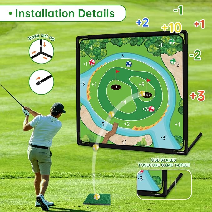 2 Pack Golf Chipping Game - Portable Golf Practice Set for Indoor & Outdoor Lawn Play! Enjoy Backyard, Beach & Office Parties - Fantastic Golf Gifts for Men+ 2Golf Clubs