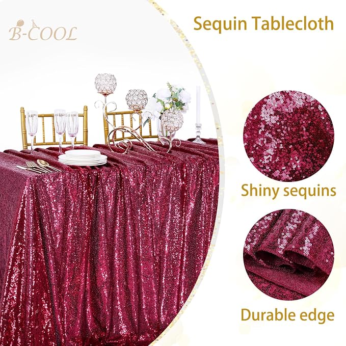 B-COOL Sequin Tablecloth Glitter Birthday Table Cloth Sparkly Shimmer for SquareTable Cloth 90x90 Inches Overlay for Party Supplies Christmas Event Wedding Decorations