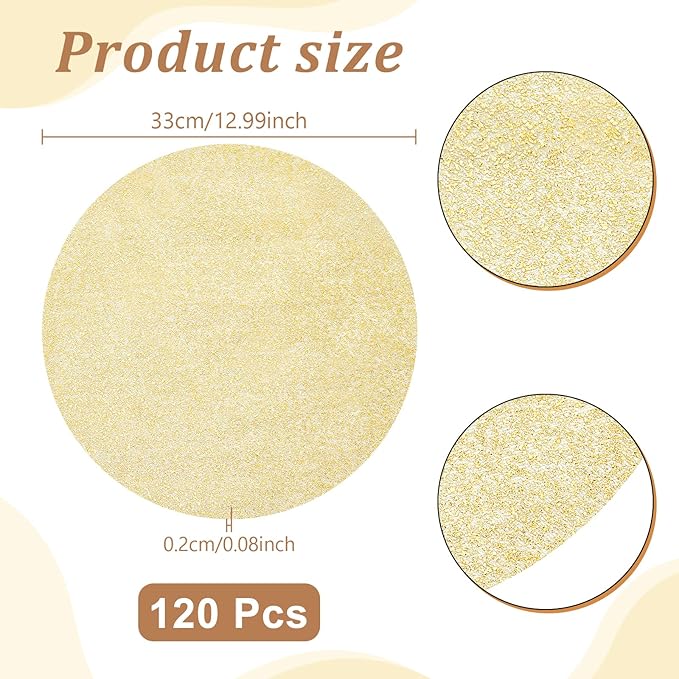 120PCS Disposable Gold Placemats Set, 13 Inch Gold Foil Table Mats Bulk, Metallic Mesh Pressed Round Doilies for Tables, Paper Placemats for Wedding Birthday Party Dining Table Home Decor
