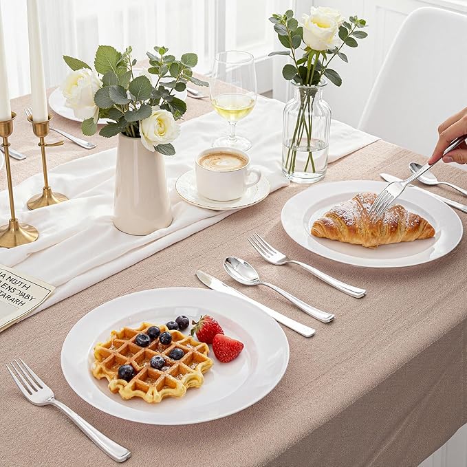 WDF 500PCS Silver Plastic Silverware - Plastic Silver Utensils - 250 Forks 125 Spoons 125 Knives - Heavy Duty Disposable Silverware Sets for Party Baby Shower Wedding Spring
