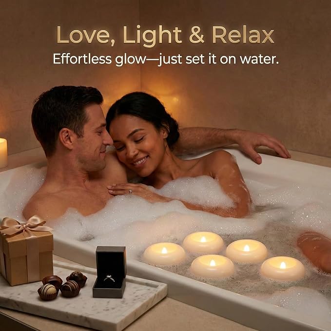 Aignis 48 Flameless LED Floating Candles, 2.2-Inch Plastic Battery Operated Tealights, Glow Time Over 200 Hours, Cozy Romantic White Light, Suitable for Pool/Bathtub/Hot Bath/Wedding Centerpiece Decor