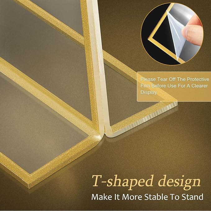 Hoteam 24 Pack 4 x 6 Clear Acrylic Sign Holder with Gold Borders, Gold Picture Frame, Double Sided Wedding Table Number, Acrylic Menu Stands for Wedding Table, Restaurant Sign, Photos Display