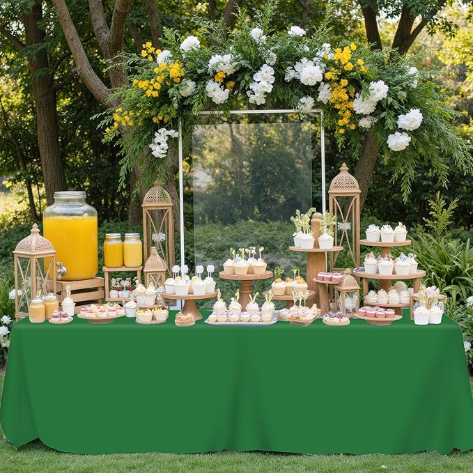 Whaline 24Pcs Green Plastic Tablecloth 6 Gradient Green Rectangle Table Cover Waterproof Table Cloth for Wedding Birthday Decoration Supplies, 54 x 108 Inch