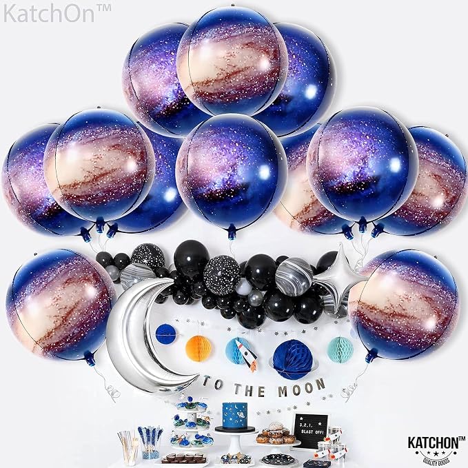KatchOn, Galaxy Balloons for space Decorations - 22 Inch, Pack of 12 | Space Balloons for Galaxy Decorations, Birthday Decoration | Planet Balloon for Back To School Decor