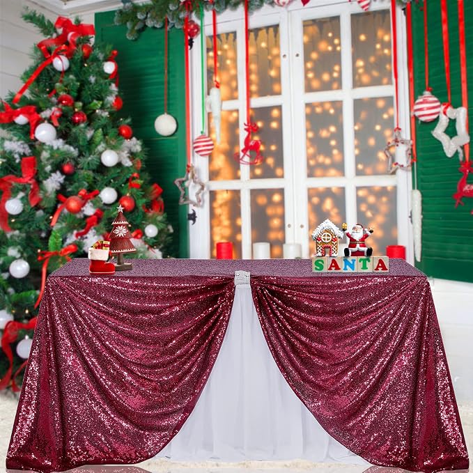 B-COOL Sequin Tablecloth Sparkle Fabric: Rectangle Table Cloth Linen Glitter Cake Table Cloth for Wedding Party Banquet Christmas Birthday 50x80 Inch