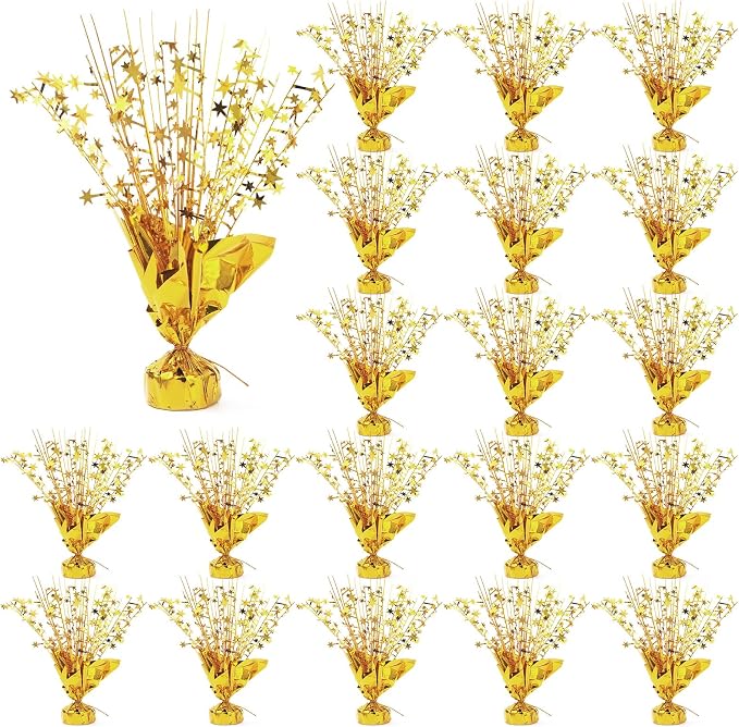 20 Pack Gold Foil Spray Centerpiece Star Table Decoration Metallic Burst Table Centerpieces for Birthday New Year Wedding Anniversary Graduation Party Supply (Gold)