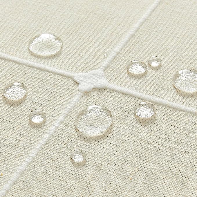 ZeeMart Grid Embroidered Hemmed Tablecloths, Ivory 60x104 Inch, Farmhouse Style Heavy Weight Cotton Linen Ivory Tablecloths, Boho Plaid Water Resistant Rectangle Table Cloth