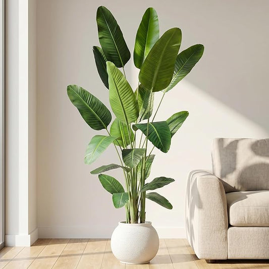 Premium 5FT Artificial Bird of Paradise Tree – 11 Trunks & 10 High-Density Bendable Leaves Tall Faux Floor Plant with Stable Base – Odorless Fake Tropical Palm Plant for Indoor Home Decor, Office