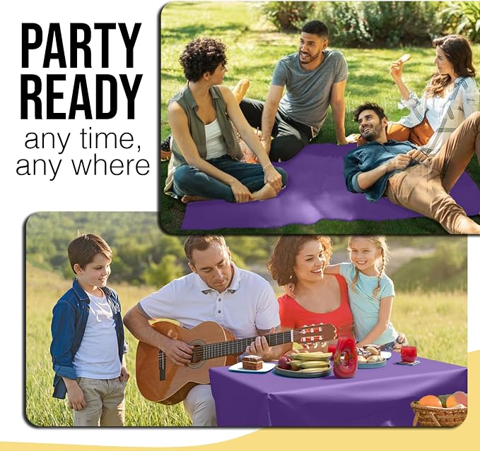 Party Solids 66% Thicker Premium Purple Plastic Table Cover Roll 40" X 300' Table Cloth Plastic Cover Roll Quality Thick Banquet Rolls Disposable Tablecloth Rolls Strong American Based Company