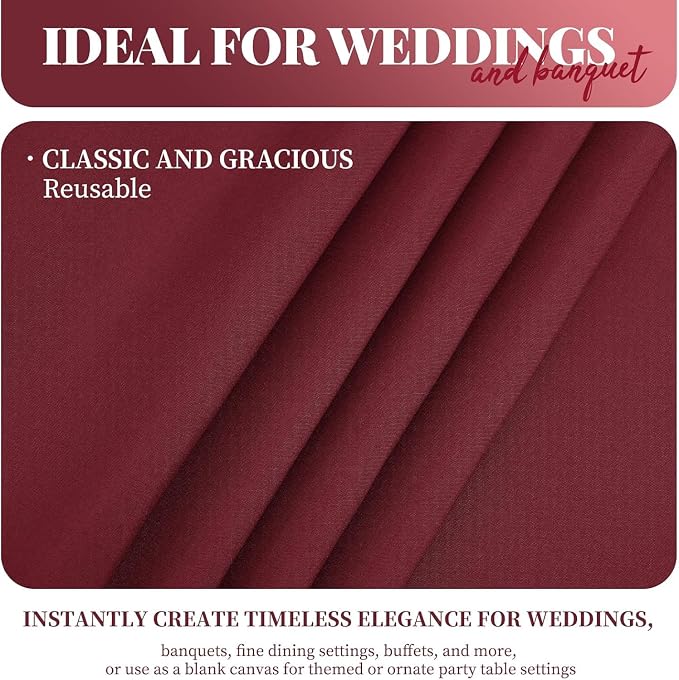 fani 8 Packs Burgundy Rectangle Tablecloth - 60 x 126 Inch, Premium Polyester Table Cloth for 6 Foot Rectangle Tables, Washable Fabric Table Covers for Wedding, Party, Banquet, Dining