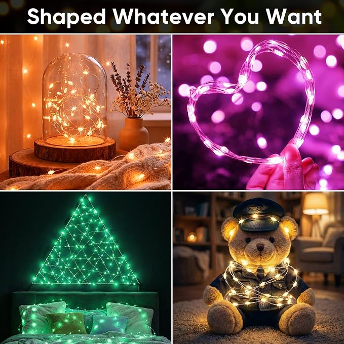 OMIKA 16.5ft 50 LEDs Battery Operated Fairy Lights, 24 Colors +Warm White USB Powered String Lights, with Remote Timer Waterproof Twinkle Lights for Room Garden Patio Indoor Outdoor Decor(150 Modes)