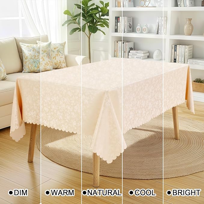 Smiry Rectangle Table Cloth, Waterproof Heavy Duty Vinyl Tablecloths, Wipeable Washable Table Cover for Kitchen and Dining Room (Beige, 70" X 120")
