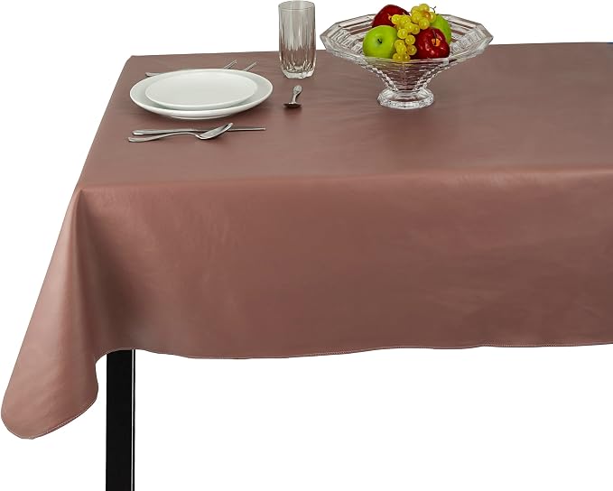 Yourtablecloth Heavy Duty Vinyl Rectangle or Square Tablecloth – 6 Gauge Heavy Duty Tablecloth – Flannel Backed – Wipeable Tablecloth with Vivid Colors & Many Sizes 52 x 70 Mauve