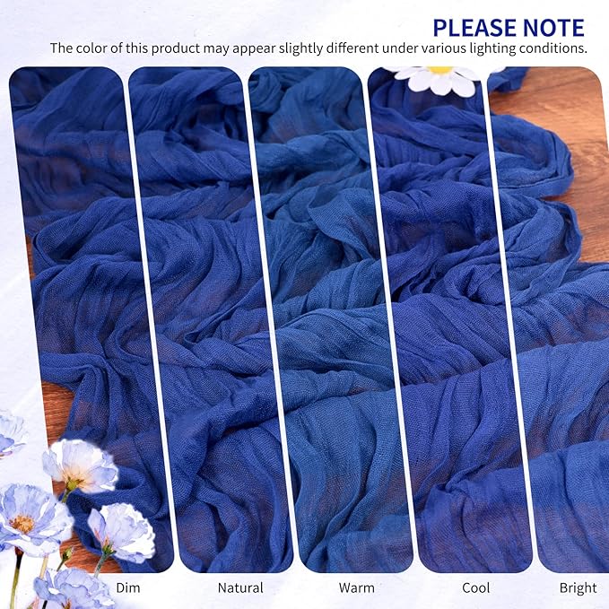 18 Pack Cheesecloth Table Runner 10FT Royal Blue Table Runner Boho Gauze Cheese Cloth Table Runners Long Rustic Sheer Table Decorations for Wedding Party Baby Bridal Shower Birthday Holiday Home