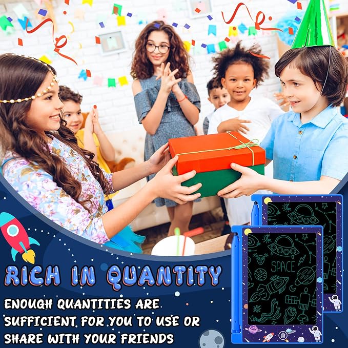 Nezyo 12 Pack Space Party Favors Mini LCD Writing Tablet for Kids 4.6 Inch Doodle Board Drawing Tablet Erasable Reusable Electronic Drawing Pads for Space Party Decor Birthday Supplies
