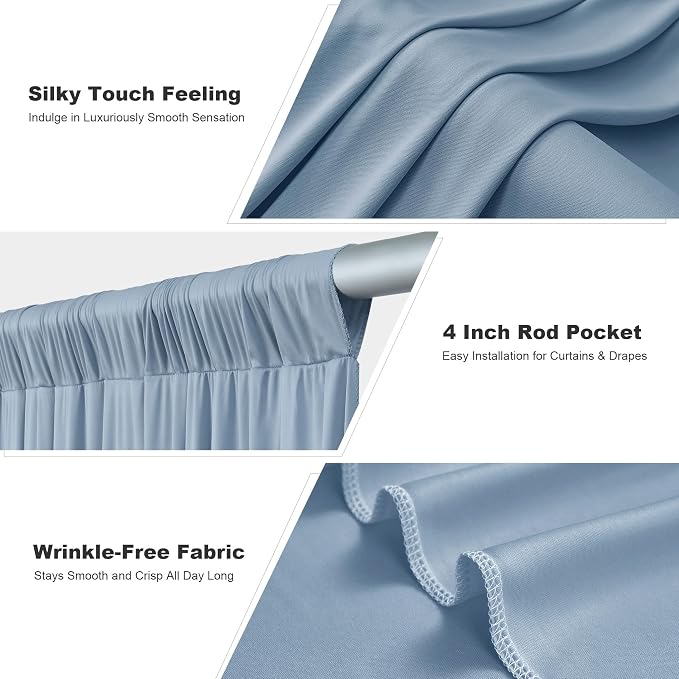 50x14ft Dusty Blue Backdrop Curtains for Wedding Party, 10 Panels 14 ft Long Back Drop Cloth, Wrinkle-Free Polyester Drapes for Birthday, Baby Shower, Stage Photography Background