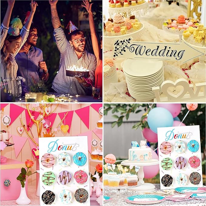 Jetec Donut Stand Donut Display Stand 2026 Graduation Wedding Party Desserts Holder Wall Reusable Board Dessert Table Holder for Birthday Party Supplies for Wedding Baby Shower Treat(White)