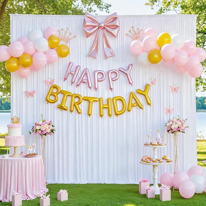 50x10ft White Backdrop Curtains for Parties Wedding Photo Wrinkle Free White Drapes Backdrop Polyester Photoshoot Back Drop for Baby Shower Birthday Party Photography Background 10 Panels 5x10FT
