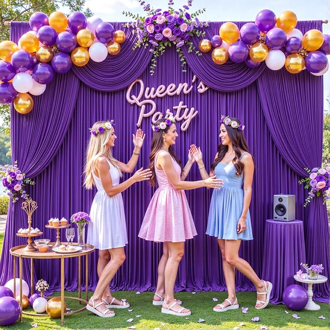 40ft x 10ft Purple Backdrop Curtain for Parties Purple Wrinkle Free Backdrop Drapes Panels for Wedding Mermaid Birthday Party Baby Shower Photo Photography Polyester Fabric Background Decoration