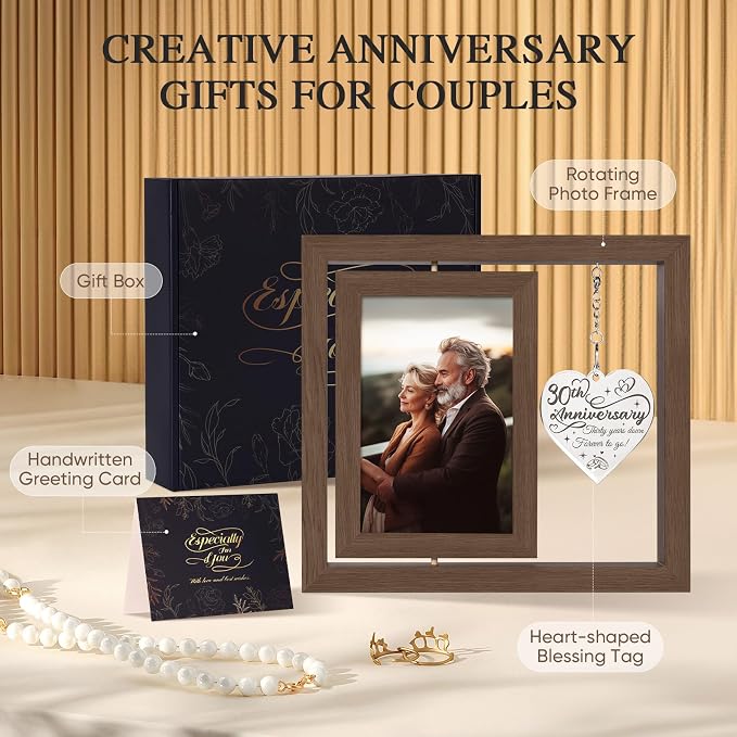 30 Year Anniversary Picture Frame Gifts, 30th Anniversary Wedding Gifts for Husband Wife Couple Him Her Parents Men Women, 30th Thirty Year Thirtieth Anniversary Personalized Wood Gift
