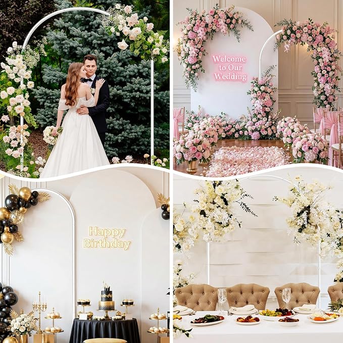 6FT Metal Wedding Arch Backdrop Stand,Stable Wedding Arch Frame for Wedding Ceremony Birthday Party Baby Shower Graduation Anniversary Floral Decoration,White