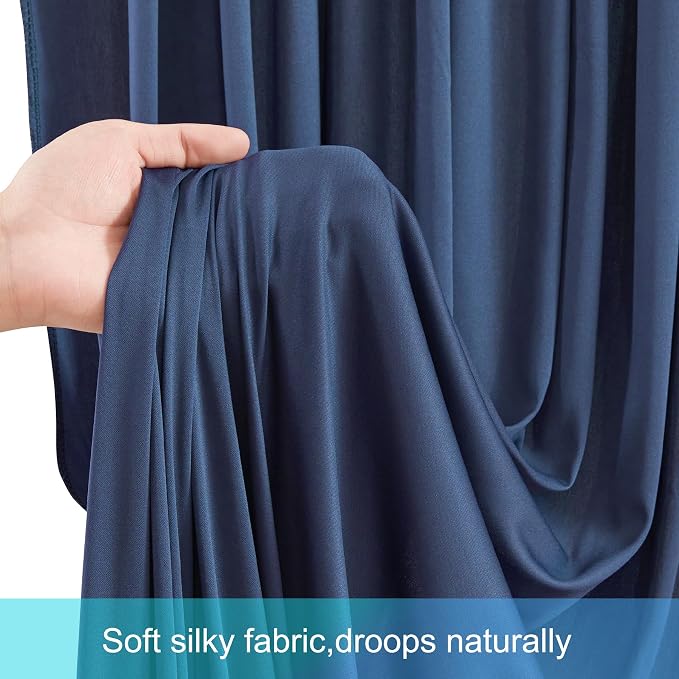 10 Panels Navy Blue Backdrop Curtains for Wedding Party Wrinkle Free Backdrops Curtain Drapes Fabric Decorations Photo Back Drop Cloth for Baby Shower Photography Stage Reception 50ft(W) x 12ft(H)