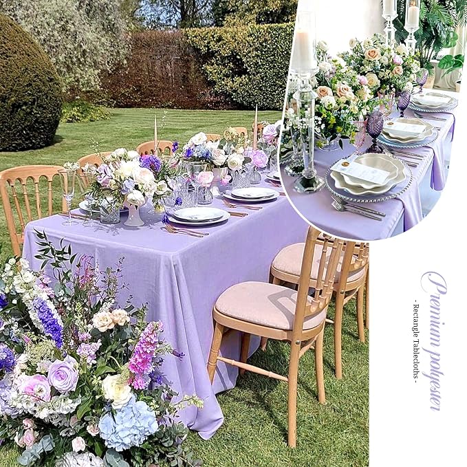 10 Pack 60 x 102 Inch Rectangle Tablecloth, Purple Tablecloth for 6 Feet Rectangle Tables, Stain and Wrinkle Resistant Washable Fabric Table Cloth for Wedding Dining Table Buffet Parties Camping