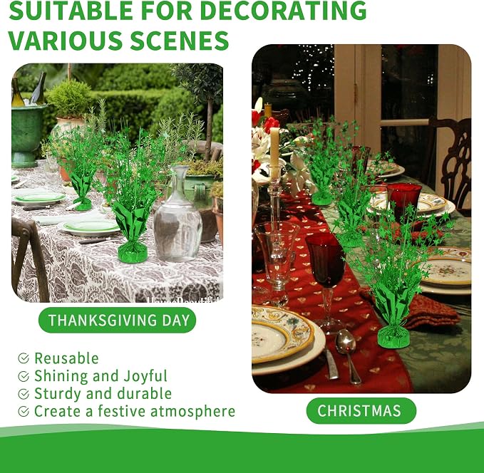 12 Pack Metallic Foil Spary Centerpieces for Tables, Shamrock Green Centerpieces for Tables Decorations, Star Brust Table Centerpieces for Birthday Graduation Wedding Baby Shower Party
