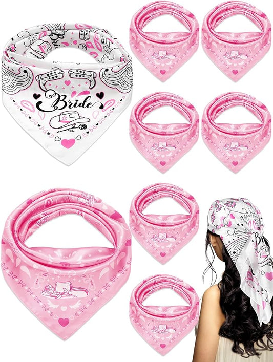8 Pack Bride Bandanas Light Blue Head Scarf Last Rodeo Bachelorette Party Supplies Pink Bandanas Maid of Honor Gift