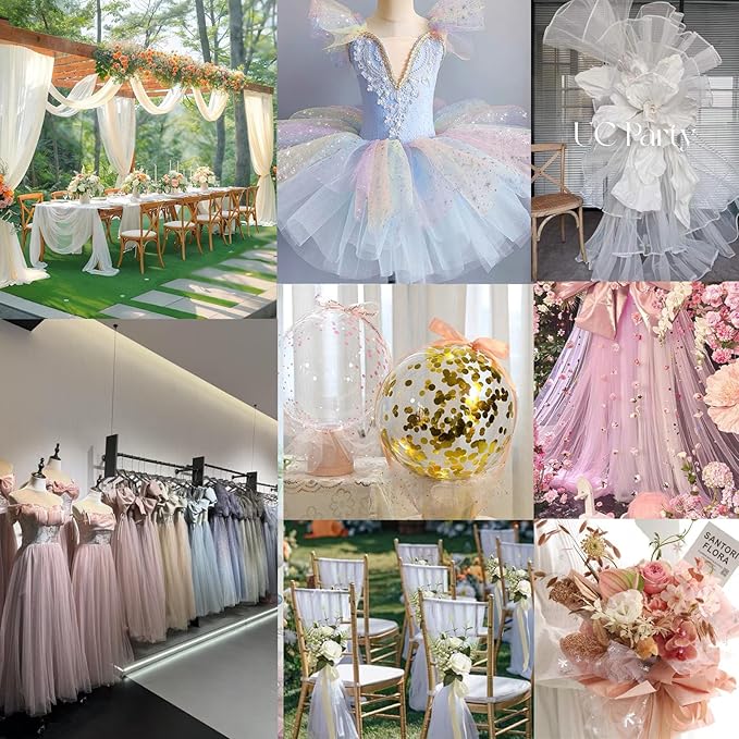 Glitter Tulle Fabric 56 Inch by 5.5 Yards Fabric Tulle Bolt for Wedding Christmas Decorations DIY White Tutu Baby Shower Table Skirt Ceiling Decor Birthday Party Craft Supplies-Mint Green
