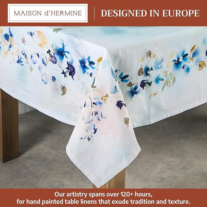 Maison d' Hermine Table Cloth Rectangle Table 100% Cotton 54 x 72 Inches Tablecloth Reusable Decorative for Dining Kitchen Room Farmhouse Party Home Hotel Restaurant Spring Summer - Lazy Summer Days