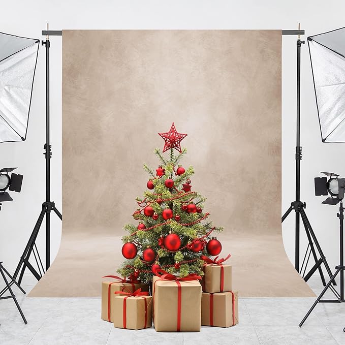 Abstract Professional Photography Backdrop for Portrait Photo Props Booth Background Photoshoot Studio with Polyester Fabric Roller Pocket on Top (8x12ft, Beige,No Stand)