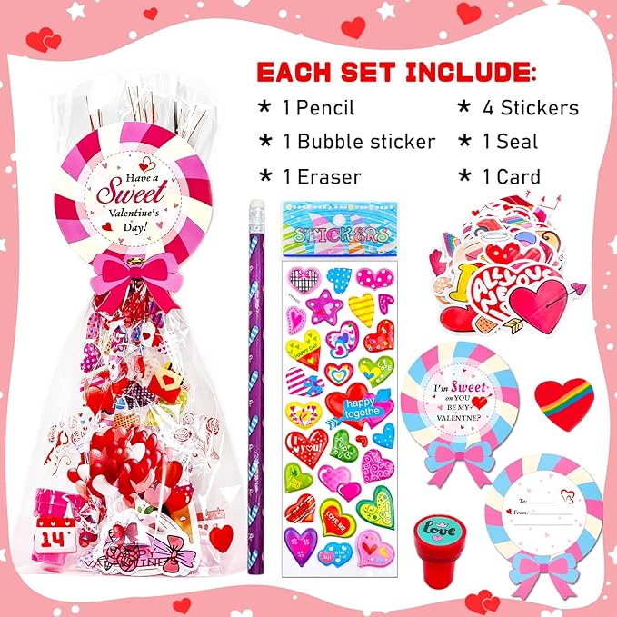 268 PCS Valentines Day Gifts for Kids Classroom Valentines Day Goodie Bag Stuffers Valentines Party Favors Bulk valentines gifts for Kids Valentines Day Gifts for School