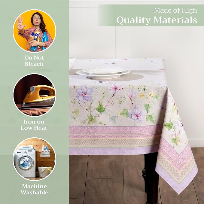 Maison d' Hermine Table Cloth Rectangle Table 100% Cotton 54 x 72 Inches Tablecloth Reusable Decorative for Dining Kitchen Room Farmhouse Party Home Hotel Restaurant Spring Summer - Magnolia Mornings